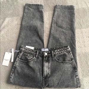 Redial Paris Denim Black Acid Wash Soft Denim High Waist Mom Jean NWT